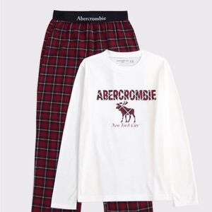 Abercrombie Kids White and Red Plaid Pajama Set